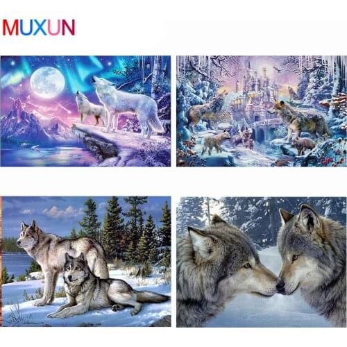 Muxun 3D Diamond Painting Full Drill Diamond Mosaic Lone Wolf New 5D Crystal Diamond Embroidery Home Decoration Diamond Art Lx44