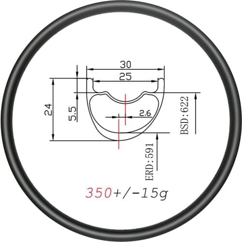 350g Asymmetric 30mm MTB XC 29er rims carbon clincher tubeless 24mm deep UD matte glossy 24H 28H 32H disc mountain wheels 29inch