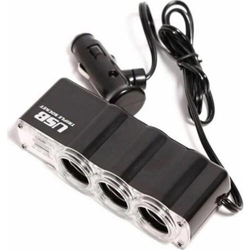 3.1A 12V Car Charger 3 in 1 Cigarette Lighter Splitter Power Adapter USB Car-charger Socket For IPhone DVR GPS Driving recorder