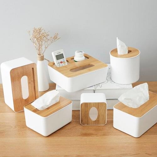 Bamboo tissue box creative simplicity living room household paper box napkin box remote control storage box roll paper box