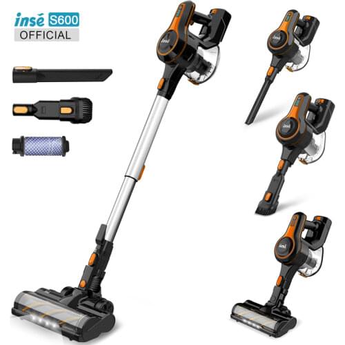 Cordless Vacuum Cleaner Up to 40 Mins Runtime 2500mAh Rechargeable Battery 23kpa Strong Suction 5-in-1 INSE S600
