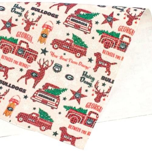 Christmas moose print Glitter Leather for Party Decoration Gift Wrapping Hair Bows DIY Art Crafts,22*30cm