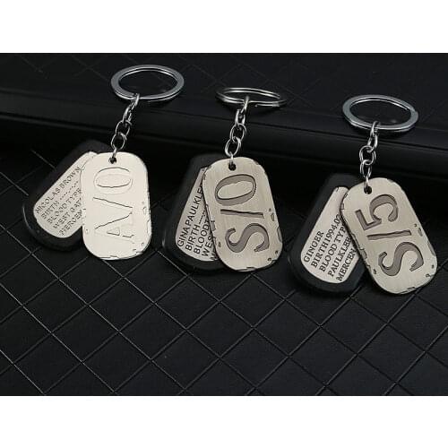 GANGSTA Keychain Anime Nicolas Brown Dog Tag Pendant Key Ring Holder For Mens Boys Chaveiro Accessories
