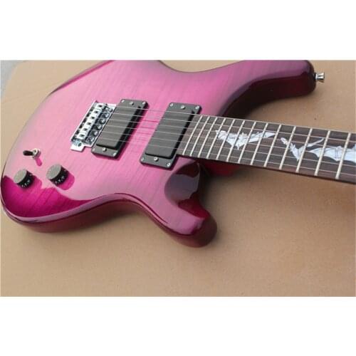 Free shipping custom 6 string guitar,bule guitar,flamed maple veneer HSH pickups,chrome button,white binding,mahogany body