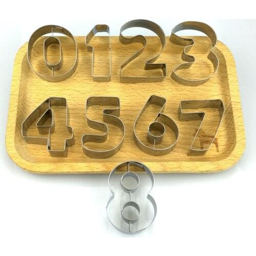 Hot Cookie Cutters Moulds 9PCS/Set Puzzle Numbers 0-9 Arabic Numerals Cute Candy Biscuit Mold DIY Baking Tools Stainless Steel