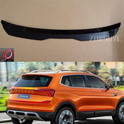 Use For Skoda Kushaq 2020 Year Roof Spoiler Carbon Fiber Look Accessories Body Kit Factory Style