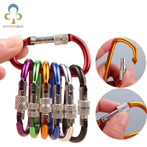 4 Size Aluminum Snap Carabiner D-Ring Key Chain Clip Keychain Hiking Camp Mountaineering Hook Climbing Accessories GYH