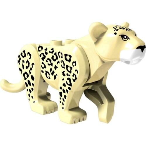 Building Blocks Animals Yellow Leopard Model Kids Gifts Accessories Advanture Decoration Toys For Children Animals Figures Zoo