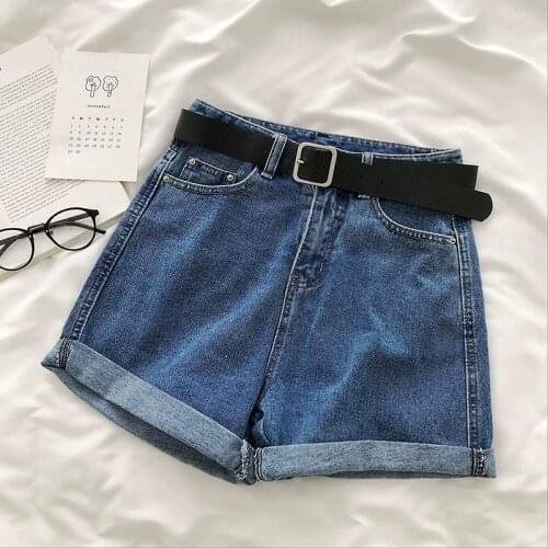 Korean High Waist Wide Leg Jeans 2021 Summer Loose Women Denim Shortswithout Belt Female