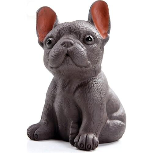 Creative Tea Pet Handle Natural Purple Clay Sculpture Cute Dog Statue Teaware Accessories Decor Crafts Boutique Car Crafts Gifts
