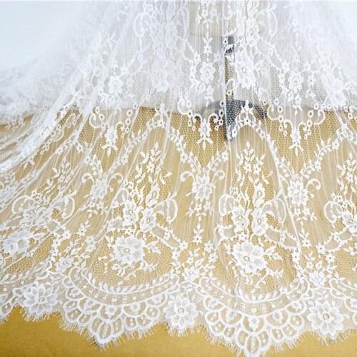 French Eyelash Lace Fabric Off White Exquisite Lace for Embroidery Clothes Wedding Gowns Bridal Veils Wedding Dress Accessories