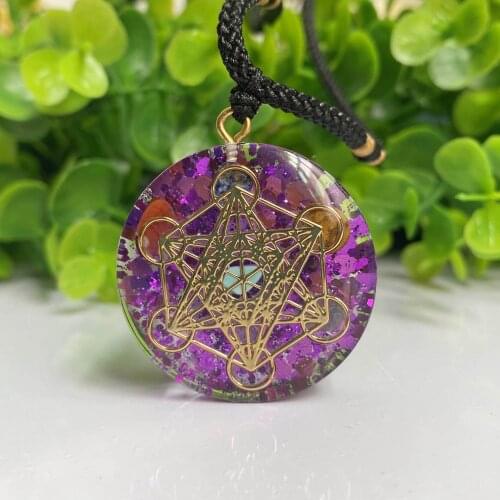 2021 Metatron Cube Orgonite Necklace Flower of Life Cosmic Energy Center Sign Pendant Necklace Sacred Geometry Resin Pendant