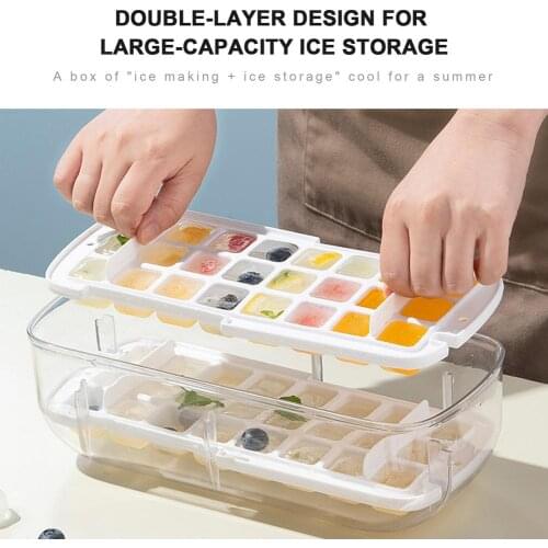 Ice Trays And Ice Storage Container Set Cool Drink Ice Maker Mold Silicone Ice Cube Maker Trays Ice Mold Kitchen Accessories