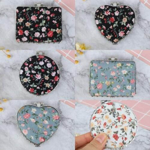 TY127 Mini Makeup Compact Pocket Floral Mirror Portable Two-side Folding Make Up Mirror Women Vintage Cosmetic Mirrors For Gift