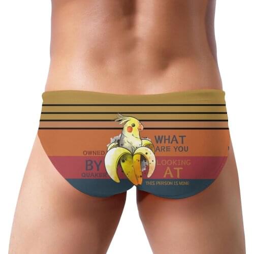 Mens Triangular Swimwear Low Waist Briefs Sexy Patchwork Mens Bikini Funny Banana Cactus Swim Pool Trunks