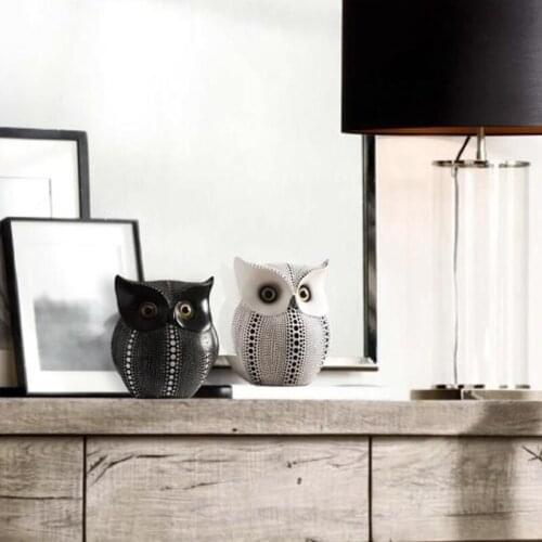 Nordic Style Cute Owl Shape Resin Decoration Ornament Crafts for Home Office GQ