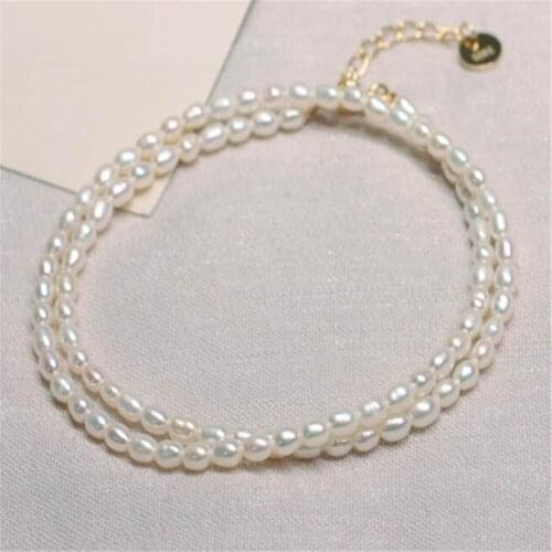 2-3mm White Baroque Pearl Necklace 18 inches 18k Buckle Gift Accessories Chic Classic Chain Hang