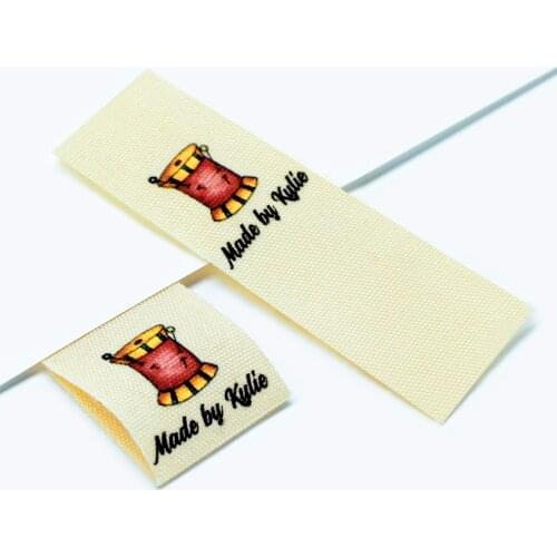 Custom Sewing label, Logo or Text - fold Tags, Personalized Brand , Printing Labels, sew on label (FR064)