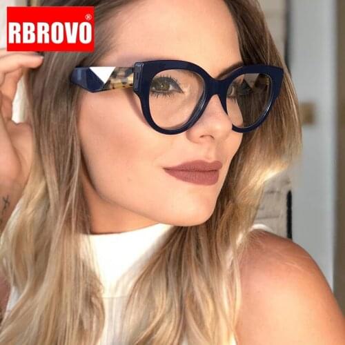 RBROVO 2021 Vintage Glasses Frame Women Cat Eye Eyeglasses Women Luxury Glasses Women/Men Transparent Lentes De Lectura Hombre