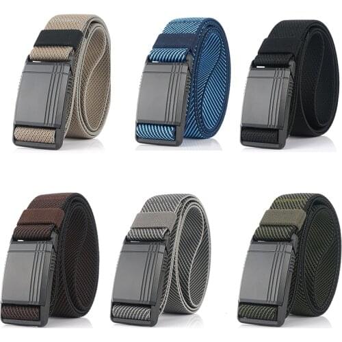 New Elastic Belt For Men Slide Metal Magnetic Buckle Adjustable Male Trousers Belts Military Combat Tactical Belts High Quality