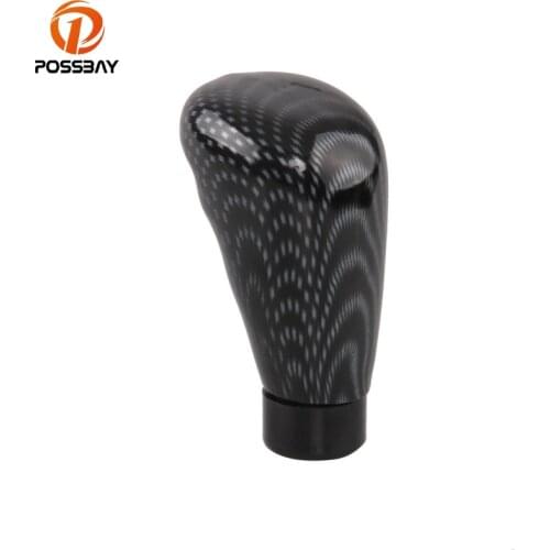 POSSBAY Automobiles Imitation Carbon Fiber Gear Shift Knob ABS Car Gear Stick Shift Lever Knobs Handbrake Grip Interior Parts