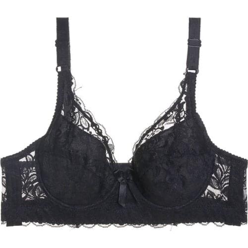 Sexy Lace Thin Bras Summer Breathable Womens Push Up Lingerie B Cup Bralette Plus Size Underwear Underwire Brassiere Intimates