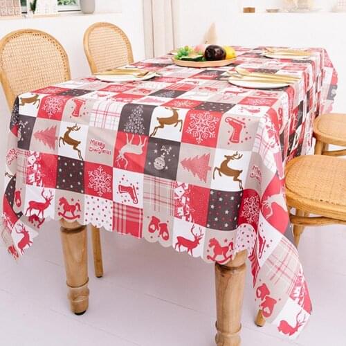 Table Cloth Creative Dustproof Christmas Printed Tear Resistance Rectangle Fabric Dining Table Cover for Kitchen