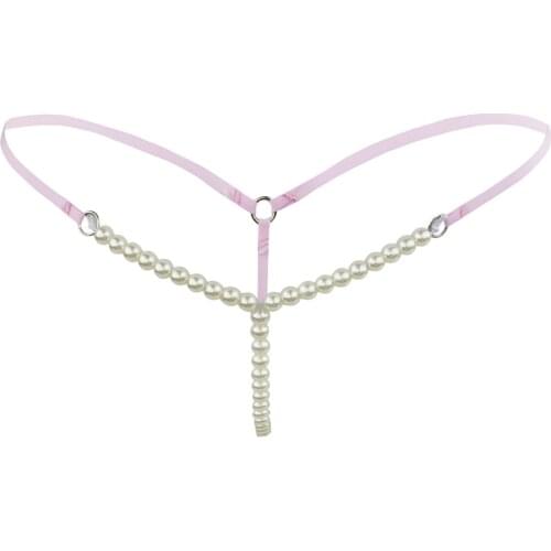Women Faux Pearls Open Croch G-string Thong Sexy Panties Lingerie Adult Hot Erotic Underwear Porno Briefs Female Underpants 2021