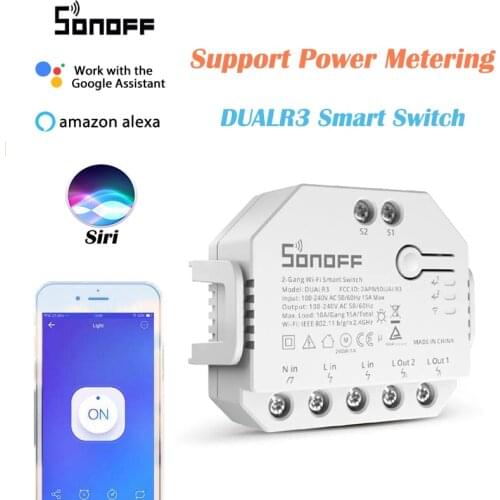 SONOFF DUAL R3 Wifi Smart DIY Switch 2 Gang Dual Relay Timer Module Power Monitor via eWeLink Siri Alexa Google Home Automation