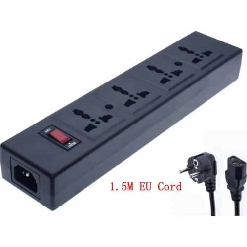 4-Outlet Universal socket with overload protector and safety door,Surge Protector 4 Ways PDU power strip Outlet extend