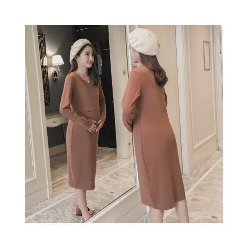 Spring and autumn maternity dress comfortable long-sleeve cotton nursing maternity dress