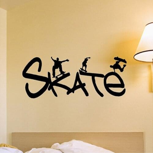 Skateboard Wall Decal Removable Skateboarder Vinyl Wall Sticker For Home Decor
