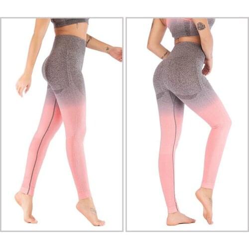 High Waist Tummy Control Skinny Leggings Women Seamless Sport Leggings For Fitness Slim Elastic Gradient Female Clothing