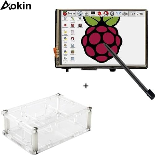 New 3.5" Touch Screen LCD Display Monitor with Transparent Acrylic Case Stylus for Raspberry Pi 3 2 Model B