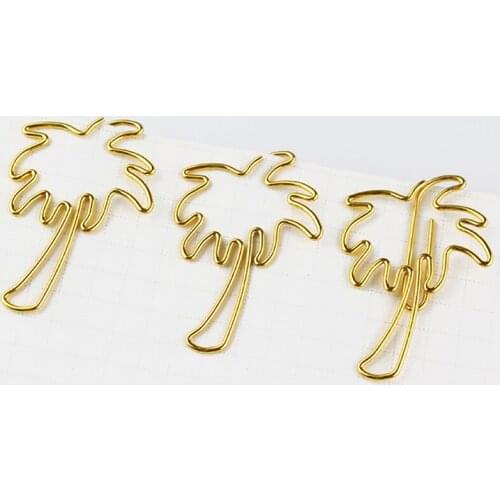 Gold Coconut tree shaped Paper Clips Cartoon Paper Clip Office Paper Clips Office Accessories Clips Papeleria Paperclips