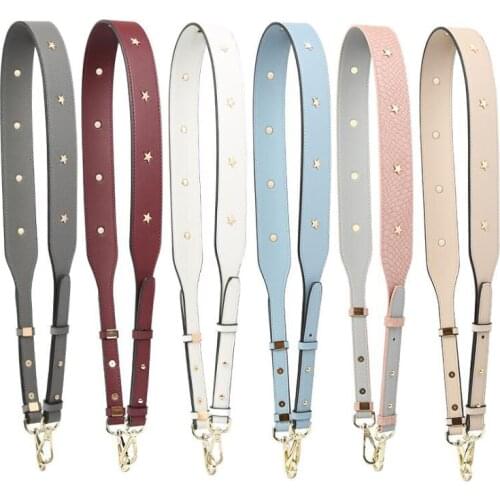 Star Long bag Strap for Handbags Women replacement straps Single shoulder belt accessories Star Gold Buckle pu Leather STP149