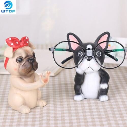1 piece Animal eyeglass Holder Puppy Shape figurine Resin pug bulldog corgi Schnauzer Decoration Desktop Gift for Children