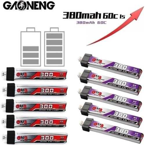 10Pcs/Sets GAONENG GNB 1S 300mAh 3.8V 30C/60C HV Lipo battery PH2.0 Plug for Snapper6/7/8 Mobula7 UR65/UK65/US65 BetaFPV 65/75