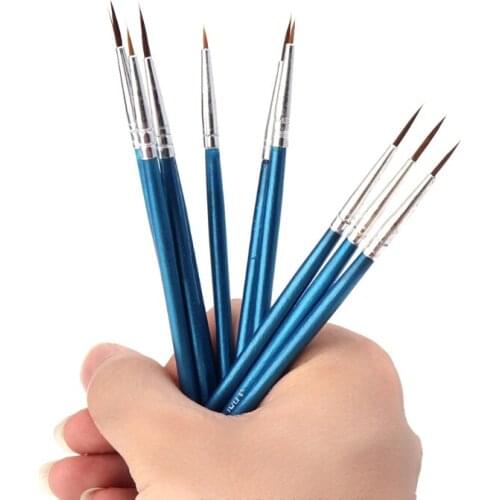 10Pcs Nylon Hair Artist Paint Brush Acrylic Watercolor Round Fine Hand Point Tip E65A