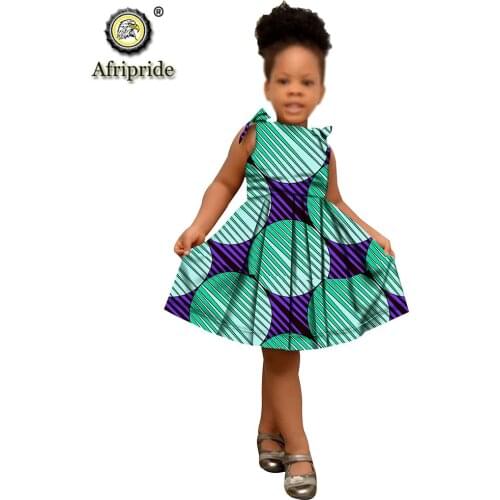2019 African children Clothing kids dashiki ankara print Dresses Sleeveless lovely mini dress for girl AFRIPRIDE S1940005