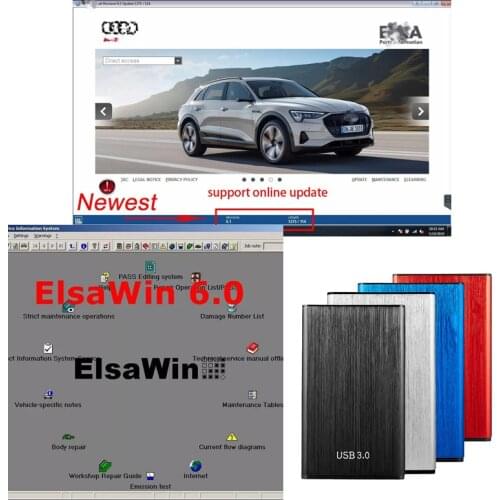 2021 Hot Auto Repair Software ElsaWin 6.0 and ET KA v8.2 work for V-W For Audi Auto Repair Software Elsa Win 6.0 in 250gb hdd