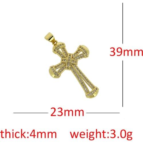 3pcs Big Charm Cross Pave Cubic Zirconia Crystal Religious Gold Pendant For Jewelry Findings DIY Making Necklace Earrings 2021