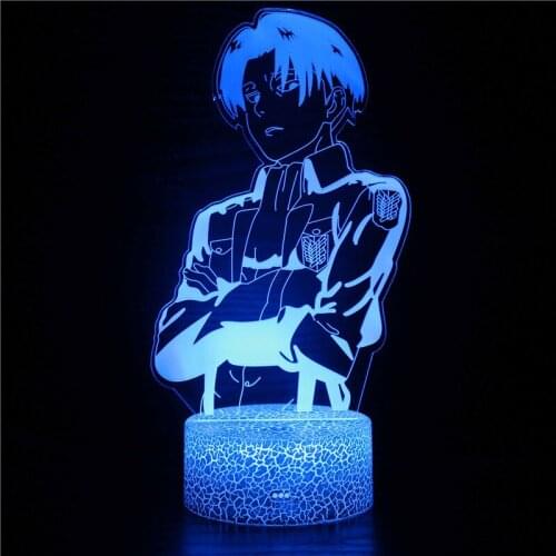 Acrylic Night Light Hot Anime Attack on Titan Figures 3d Light Led Home Room Decororation Captain Levi Ackerman Manga Lampara