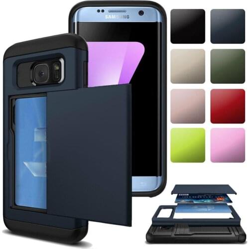 For Samsung S6 Edge Plus S6 S7 Armor Slide Card Case For Samsung Galaxy S6 Edge + Card Slot Holder Cover For Samsung S6 S7 Cases