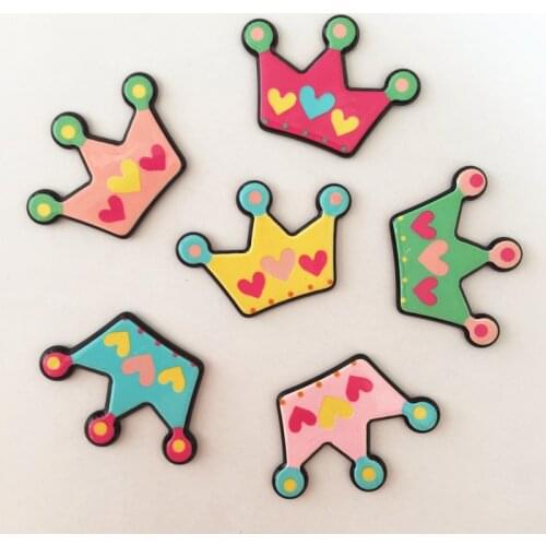 Colorful love crown Flat back Acrylic sheet Miniature pattern applique 10pcs DIY Wedding scrapbook Home Decor craft OF130*2