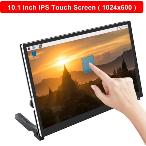 10.1 inch Raspberry Pi 4B Touch Screen IPS Capacitive LCD 1024x600 Display with Speacker Holder Monitor for Raspberry Pi 4B/3B