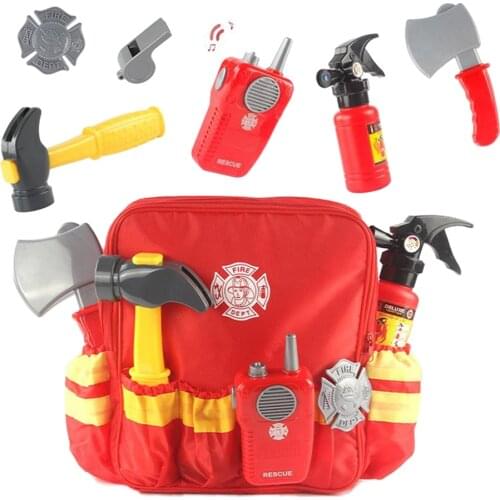 Toy Kids Fireman Fire Fighter Costume Pretend Play Dress-up Toy Set Suit for 100-140cm Kids