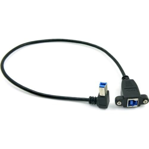 Jimier CY Cable 30cm USB 3.0 Back Panel Mount B Type Female to 90 Degree Right Angled B Type Male Extension Cable