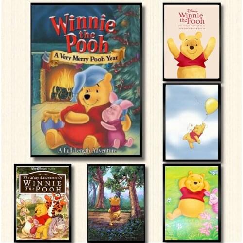Canvas Painting Disney Winnie the Pooh Wall Art For Kids Bedroom Cartoon Bear Pictures Posters And Prints Home Decoration