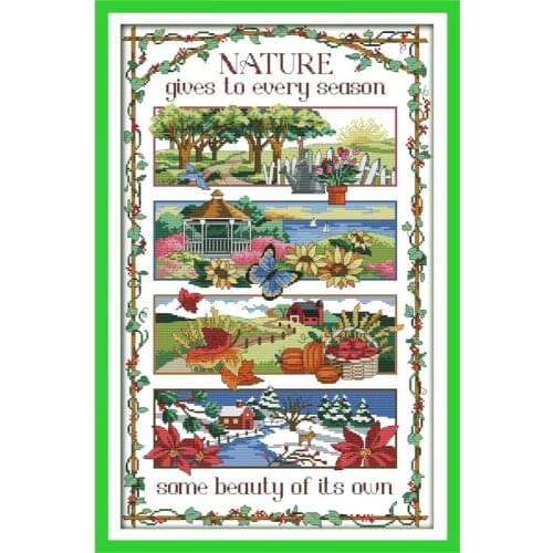 Everlasting Love Four Season Chinese Cross Stitch Kits Ecological Cotton Stamped 11 14CT DIY Gift New Year Decorations For Home